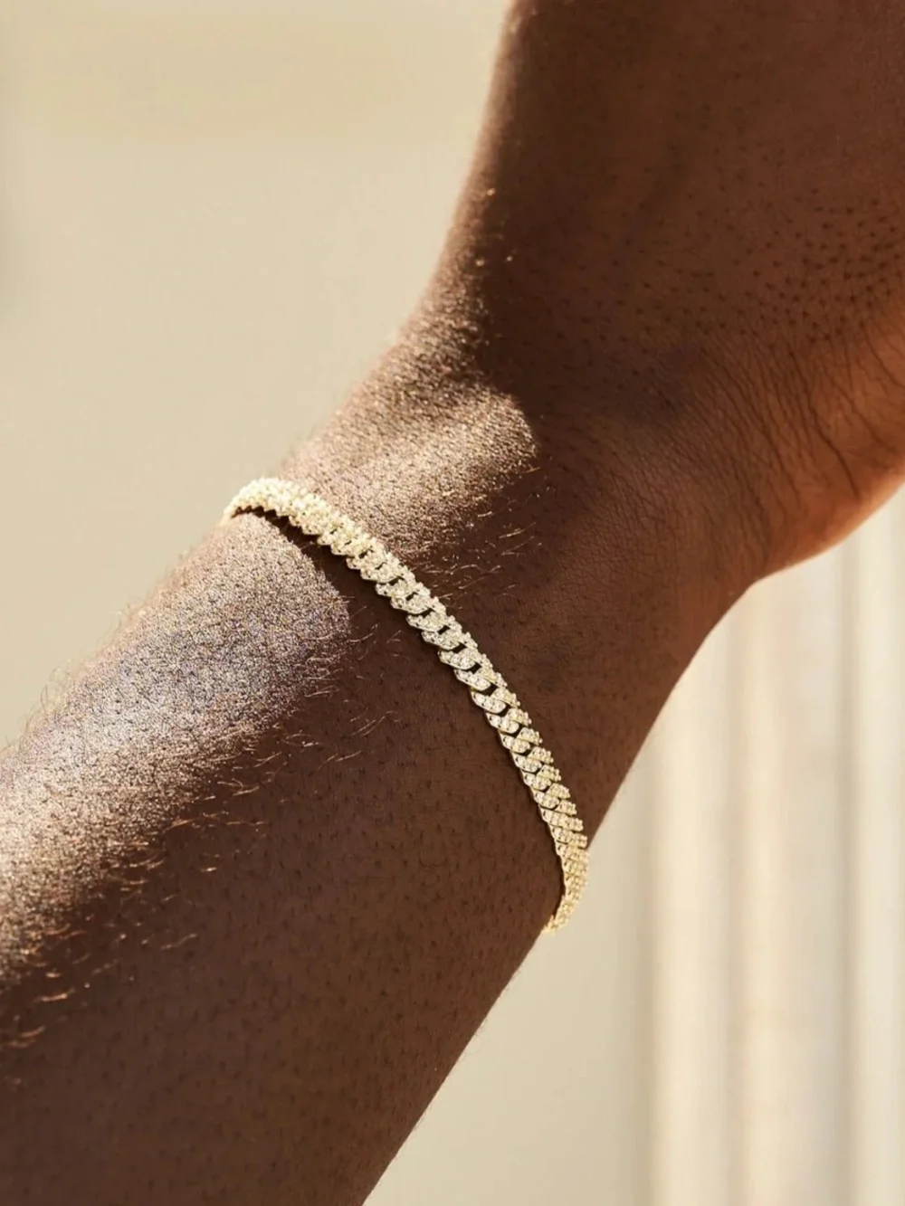 GLD | Micro Diamond Prong Cuban Bracelet (6”)
